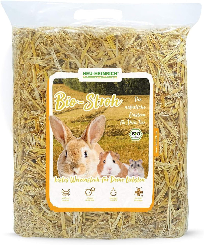 Heu-Heinrich® 6 x 1kg Bio Stroh als Streu, weiches Einstreu für Ihr Heimtier, 100% Bio Stroh Einstre