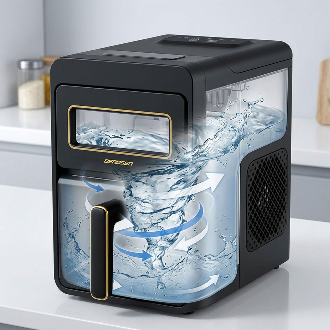 Berdsen Eiswürfelmaschine 12 kg/24 h - 9 Eiswürfel in 6-8 Minuten - Eiswürfelbereiter mit 2 Grössen