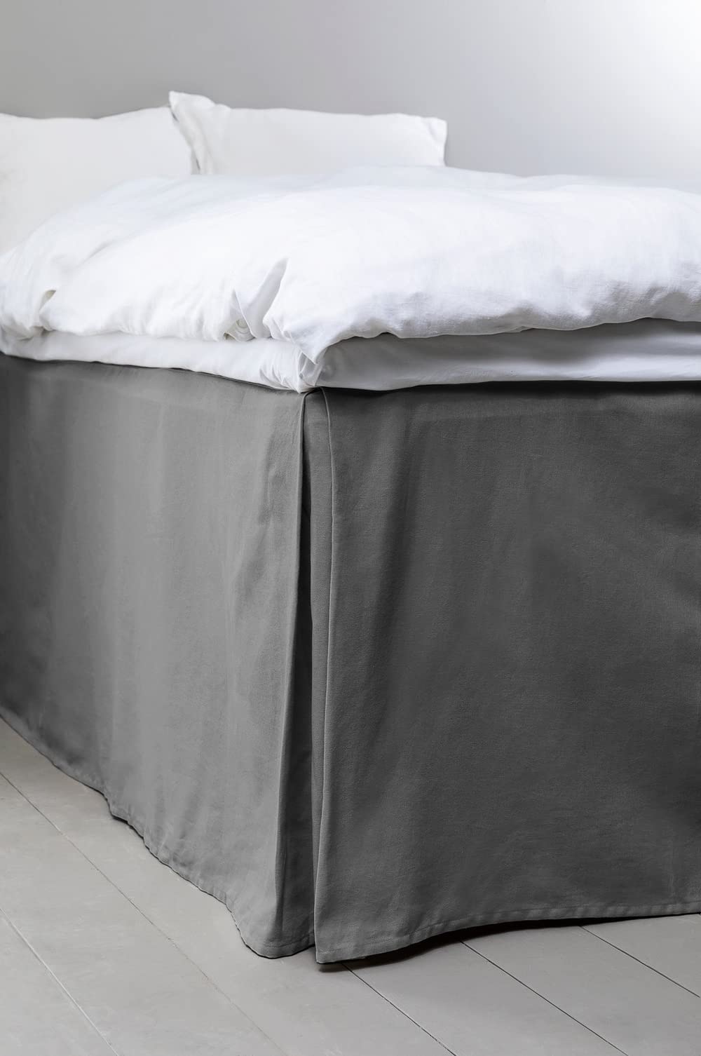 Jotex Colour Betthusse - 100% hochwertige Bio-Baumwolle Bettrock, Höhe 60 cm - Dunkelgrau, 120 x 200
