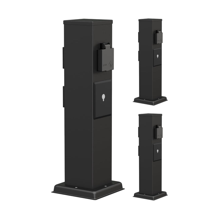 ledscom.de 3X Garten Steckdosensäule Polly für aussen, IP44, Smart Home, WLAN, Alexa, 3-Fach, schwar