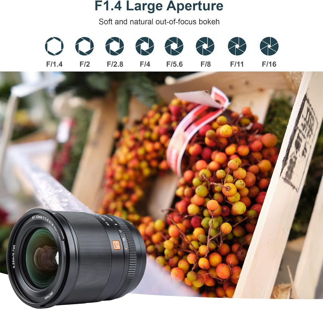 VILTROX 13mm f/1.4 F1.4 XF Autofokus Objektiv Ultraweitwinkel APS-C AF Objektiv Kompatibel für Fujif