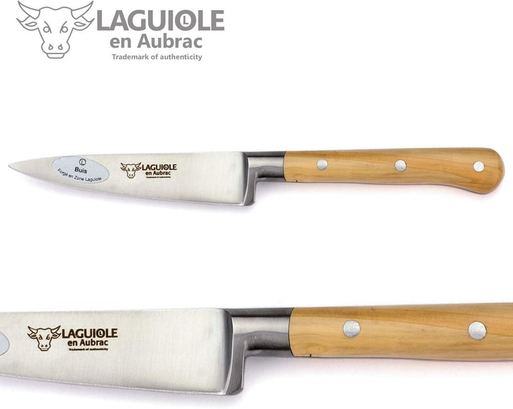 Laguiole en Aubrac Kochmesser Küchenmesser Set - 5teilig - Griff Buchsbaum - Geschmiedete Qualität