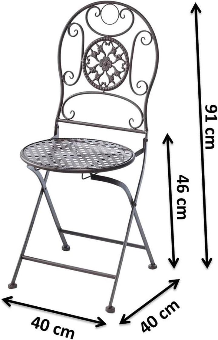 Kobolo Metallstuhl Gartenstuhl Vintage Stuhl aus Metall - klappbar - braun - 91cm