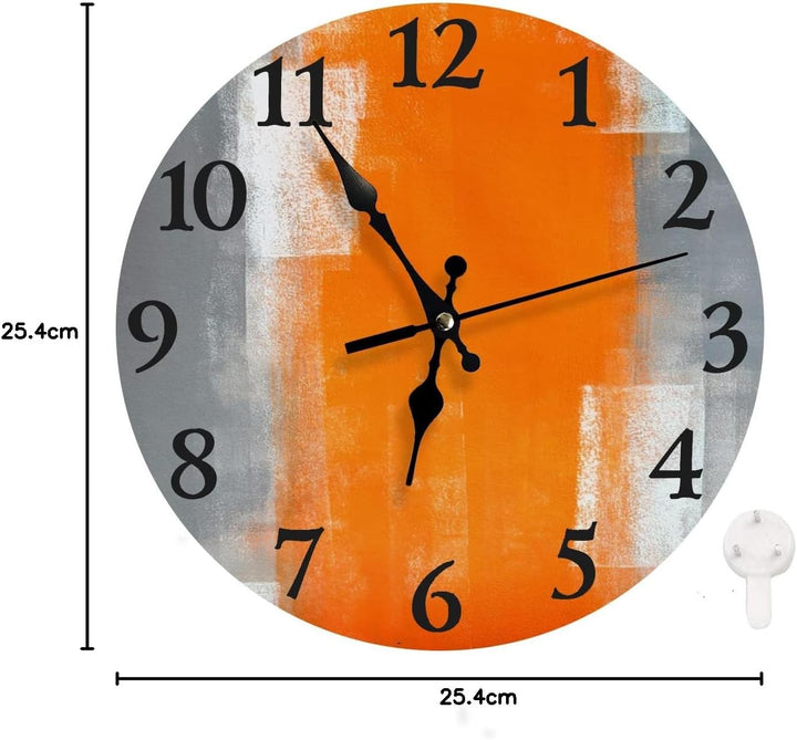 LOKMU Leise, Nicht tickende Uhr, 25.4 cm, runde Wanduhr, dekorativ für Wohnzimmer, Küche, Zuhause, B