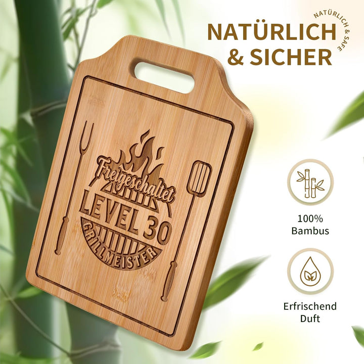 Giftasy 30 Geburtstag Männer - Graviertes Bambus Schneidebrett, 30 Geburtstag, Geschenk 30 Geburtsta