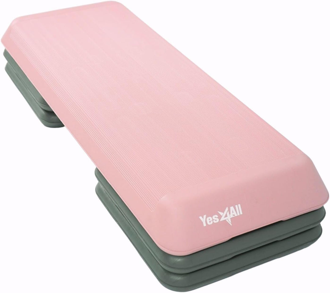 Yes4All Stufenplattform für Aerobic-Übungen, verstellbar, mit 4 verstellbaren Erhöhungen und zusätzl