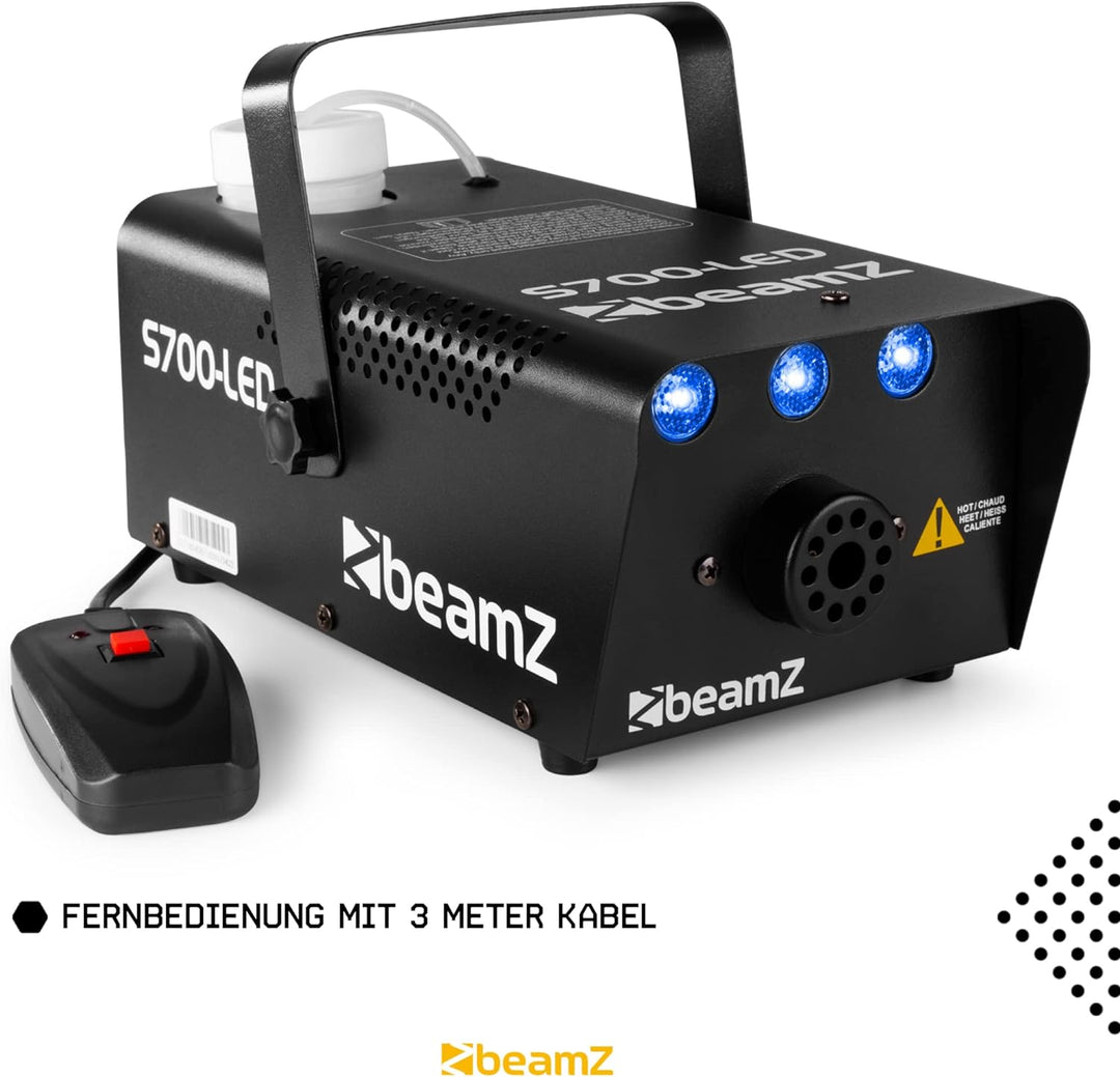 BeamZ S700-LED Ice Mini Nebelmaschine mit Lichteffekt in Blau, 700 Watt, Party Rauchmaschine, Fog Ma