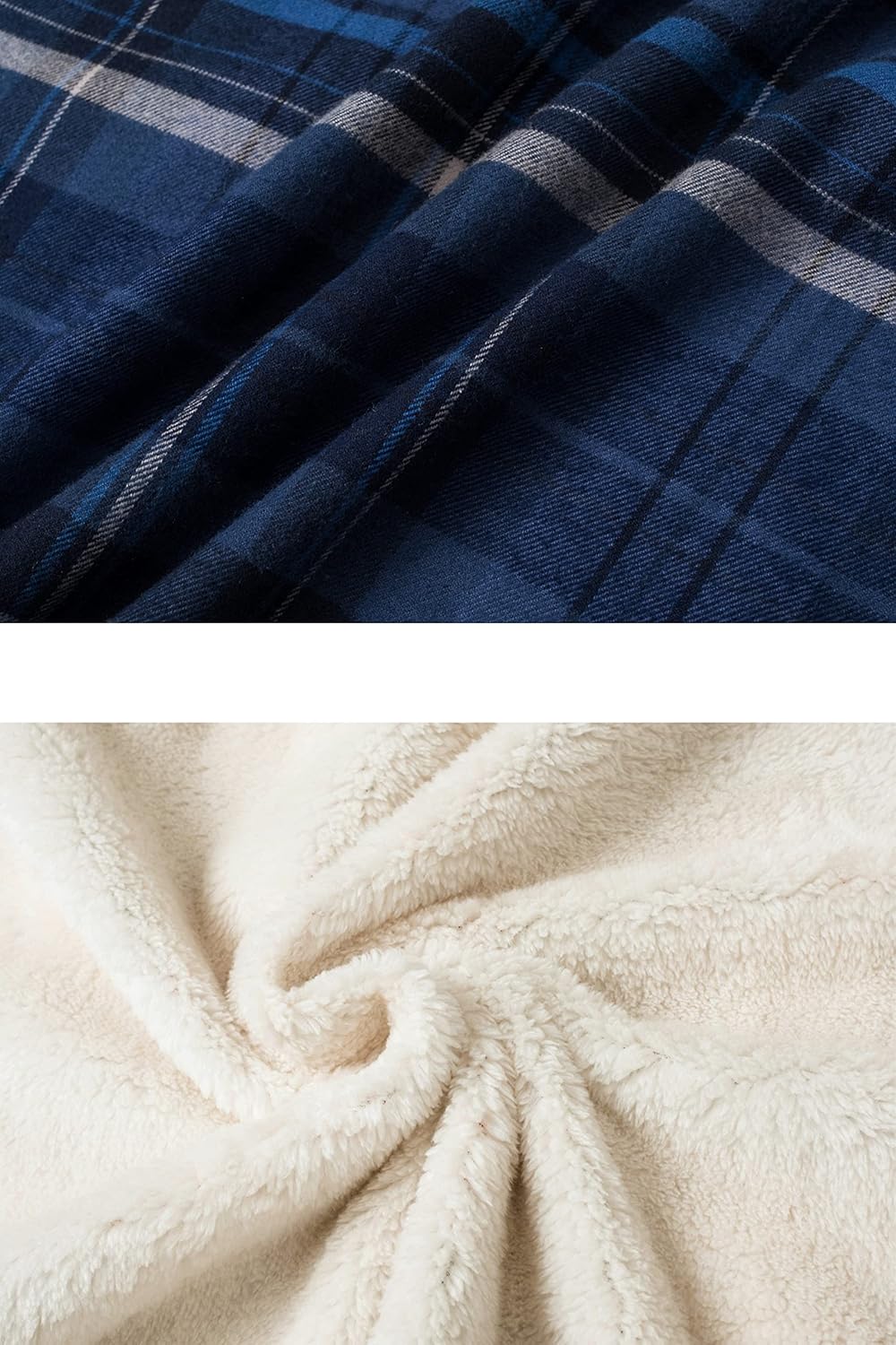 TACVASEN Herren Fleece Thermohemd Warm Flanellhemd Holzfällerhemd Winter Innenfleece Jacke XL Blau G