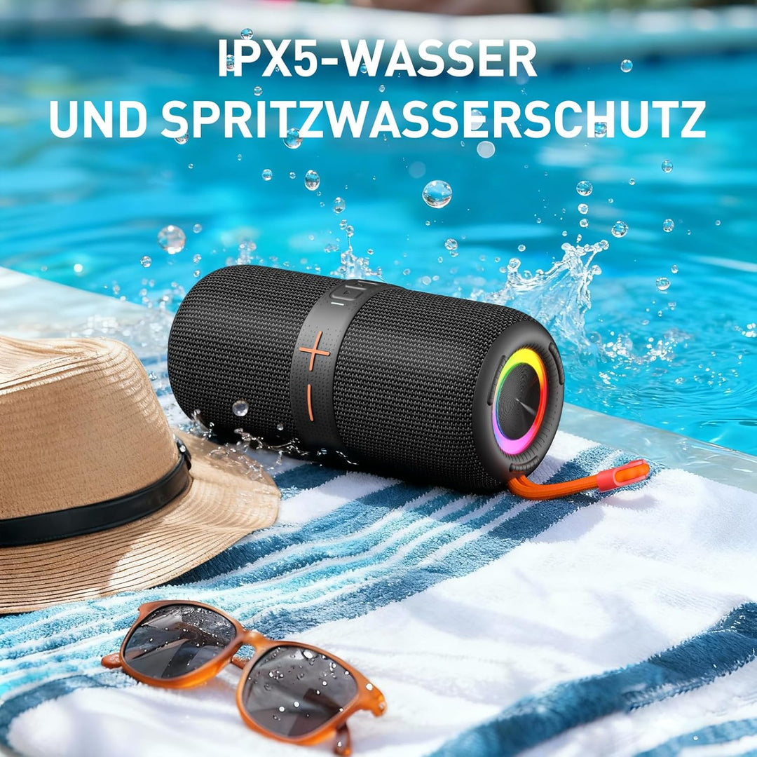 HUO JI IPX5 wasserdicht, staubdicht, RGB Beleuchtung, AUX/TF,Kabellos Box mit 40W TWS Stereo,30 Stun