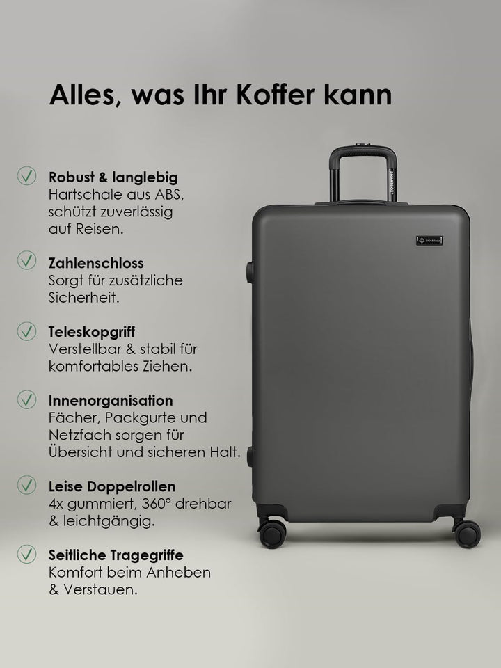 Smartbox Hartschalen Koffer-Set 3-teilig für Damen & Herren | leichte & stabile Reise-Trolleys aus h