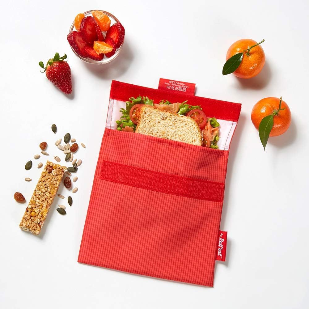 Roll'eat ® | Pack mit 2 Snackbeuteln | Sandwichbeutel mit wiederverwendbarer Verpackung, ökologische