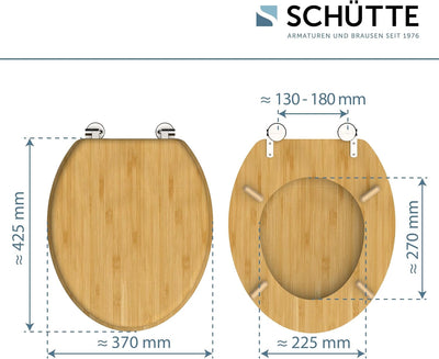 SCHÜTTE WC-Sitz BAMBOO, massiver Bambus Toilettendeckel, nachhaltiger Klodeckel aus Holz, Klositz au