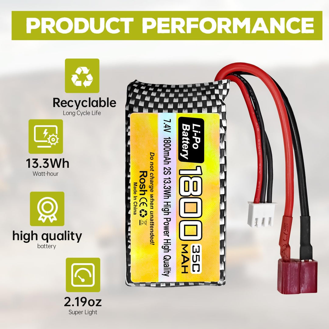 2PCS 7.4V 35C 1800mah Lithium-Batterie+1 Ladung 2 Ladegeräte für WLTYOS K920-B A959-B 12401 12403 12