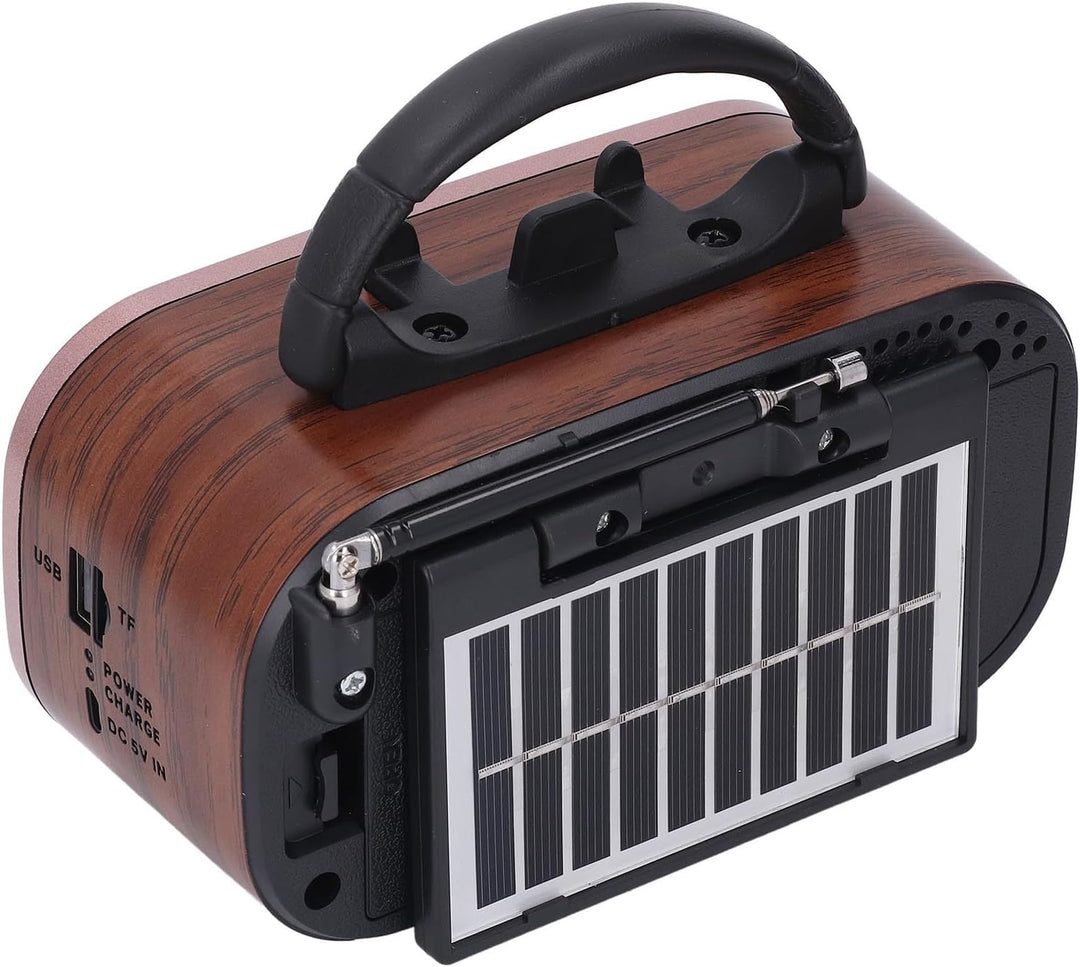 Tragbarer Vintage-USB-BT-Lautsprecher, Tragbar, Solarbetriebenes Retro-AM-FM-SW-Radio – Starker Bass