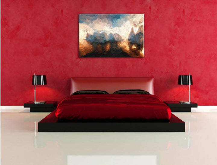 Pixxprint Eisschollen in der Antarktis Kunst Pinsel Effekt, Format: 100x70 auf Leinwand, XXL riesige