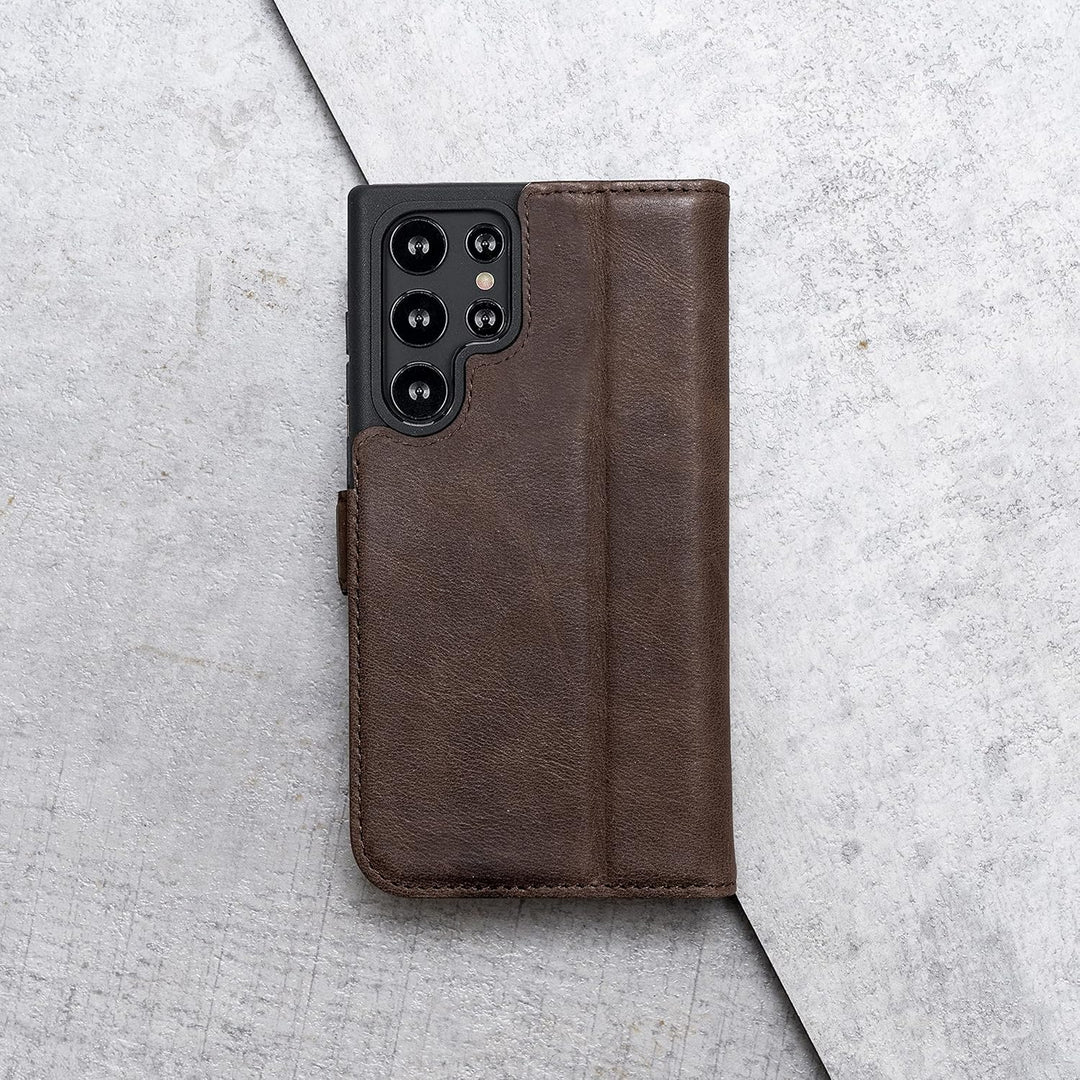Porter Riley - Lederhülle für Samsung Galaxy S23 Ultra. Premium Echtleder Standhülle/Cover/Brieftasc