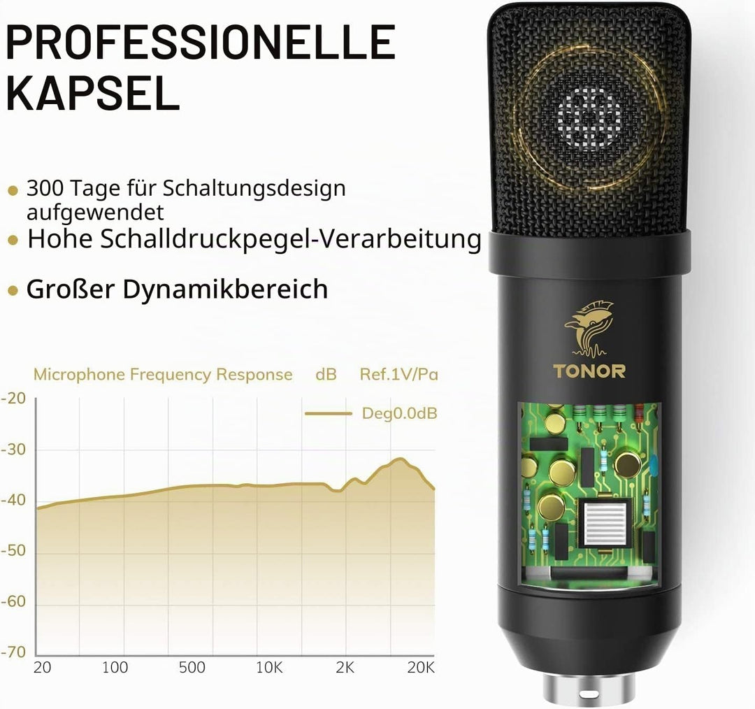 TONOR XLR Nierencharakteristik Kondensator Mikrofon Kit Professional Nieren Studio mit T20 Mikrofona
