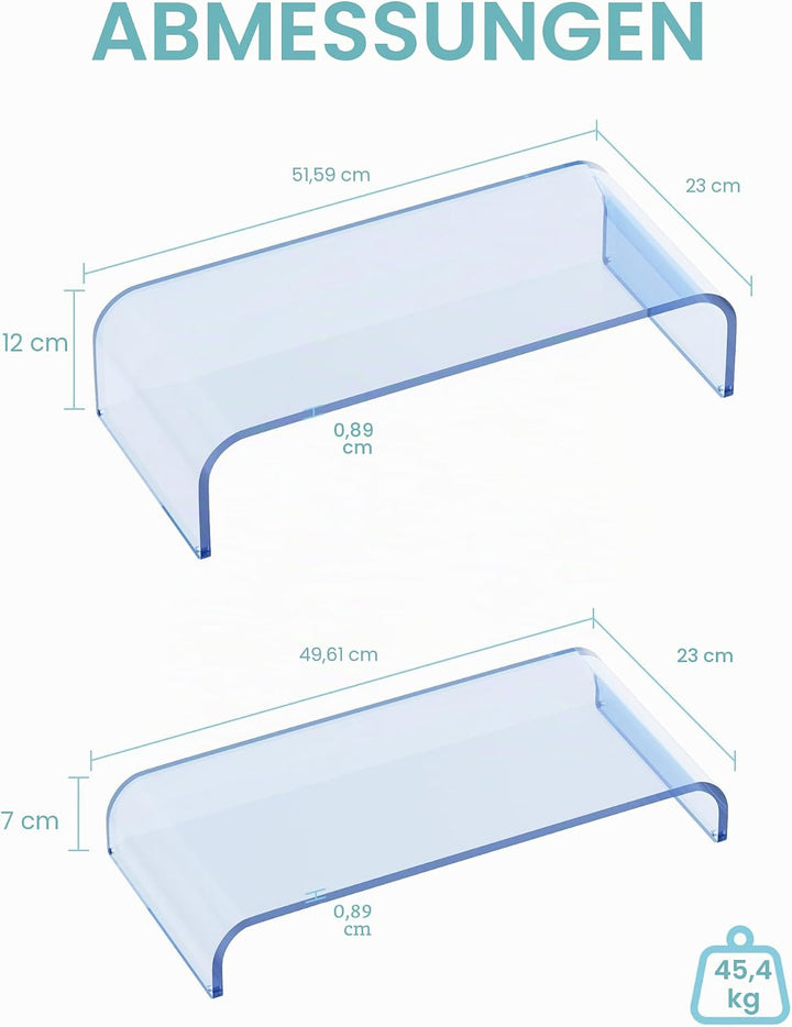 Monitorständer Acryl 2er-Set, 2-Ebenen Bildschirmerhöhung Modular, PC Monitor-Erhöhung, Schreibtisch