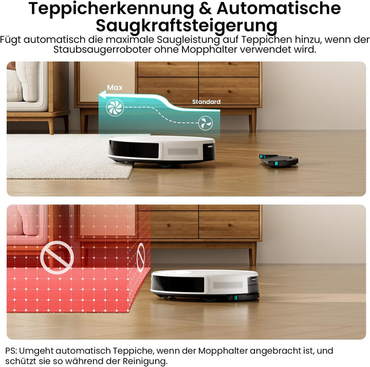 LEFANT M350 Staubsauger Roboter mit Absaugstation, Saugroboter mit 7.9cm Flaches Design, No-Go-Zone,