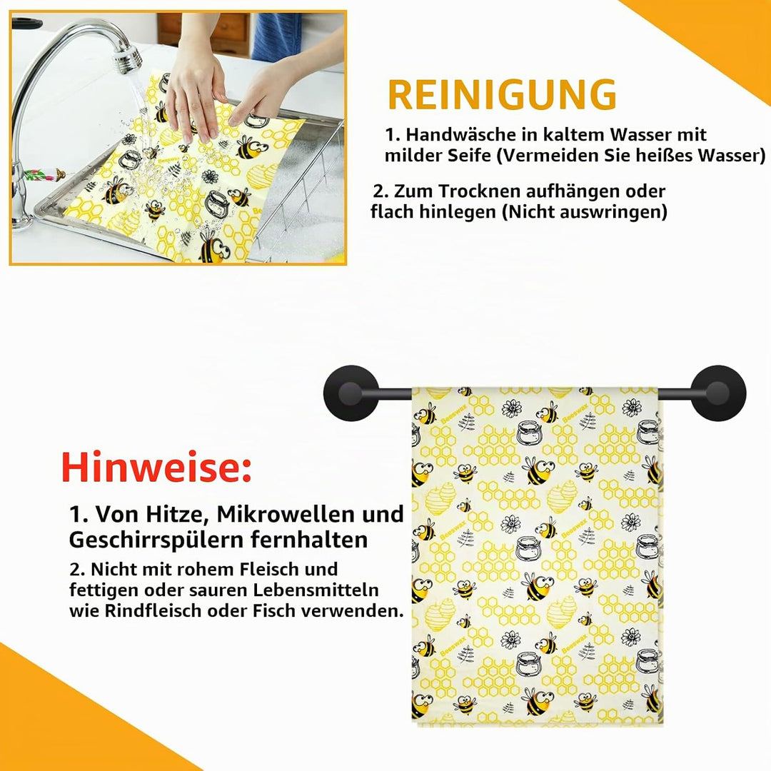 JOYBOY Bienenwachstücher,Bienenwachs-Wraps,Wiederverwendbare Bienenwachs Wraps Set aus 100*33 Wachsp
