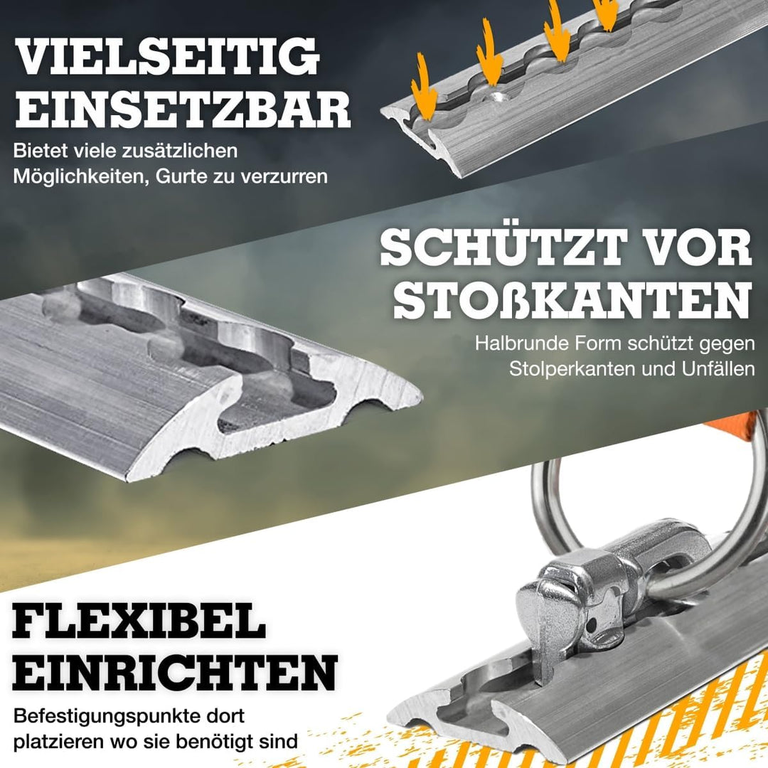 Safetytex Alu Zurrschiene Halbrund Airlineschiene 20mm Bohrungen Zurrleiste | Ladungssicherung für L