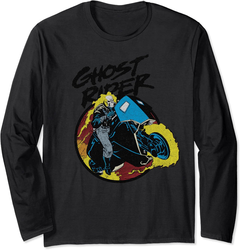 Marvel Ghost Rider Circle Portrait Action Shot Langarmshirt