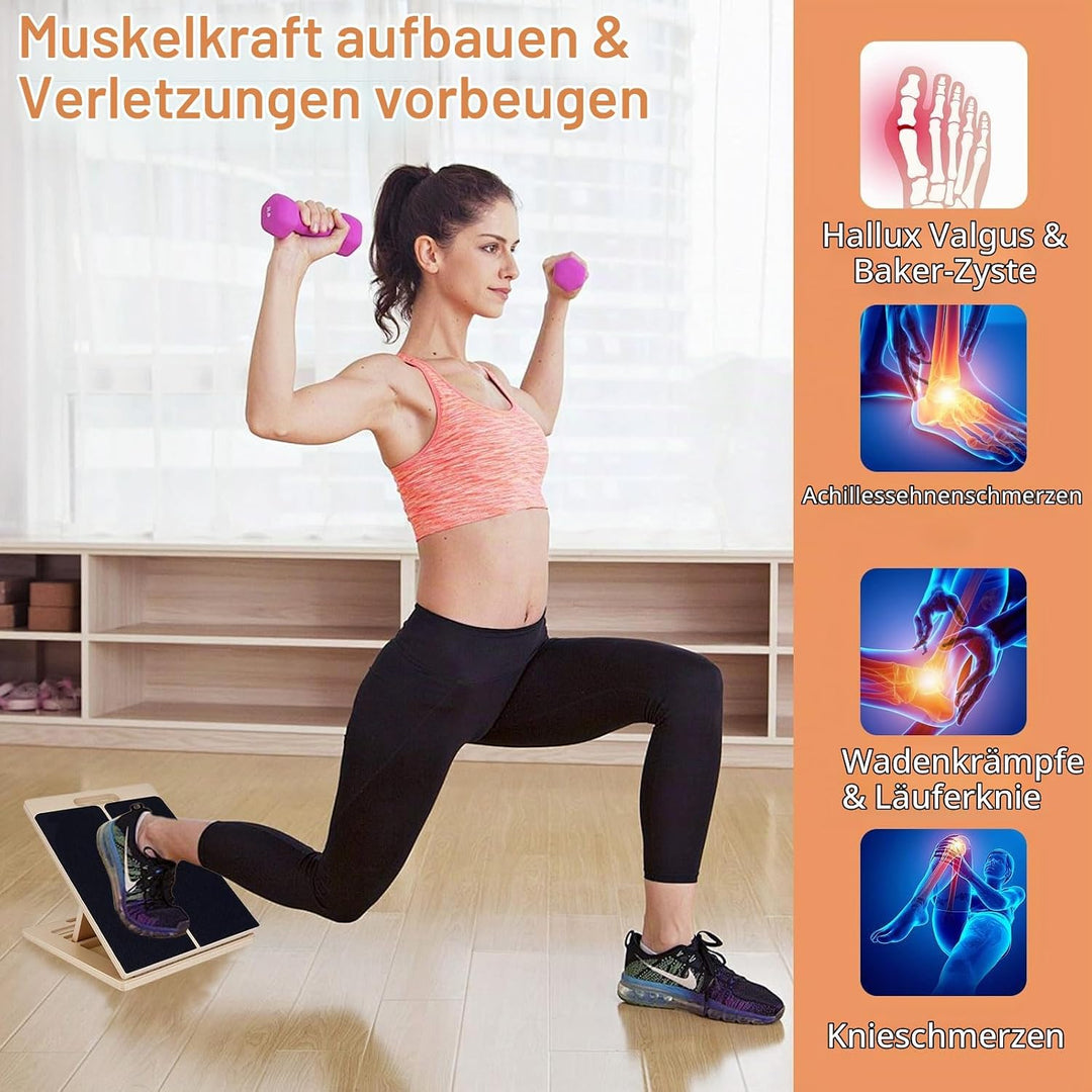 Wadendehner, Slant Board mit Einstellbarem Schrägbrett und Wadenstrecke, Professionelles Wadendehner