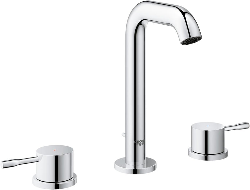 Grohe Essence Neu 3-Loch Waschtischbatterie mit niedrigem Auslauf, 20296001 mit Zugstange Ablaufgarn