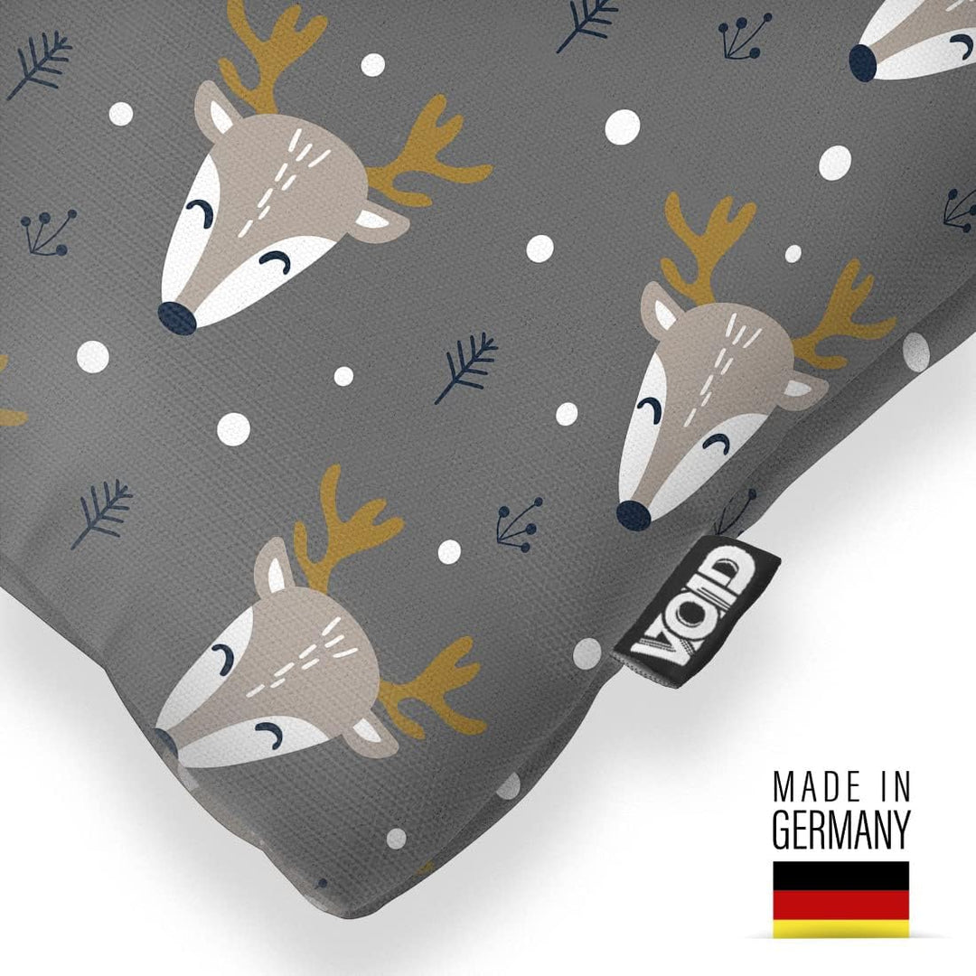 VOID Winter REH grau Kissenbezug Kissenhülle Sofakissen Kissen Deko Weihnachten Winter Weihnachtsdek