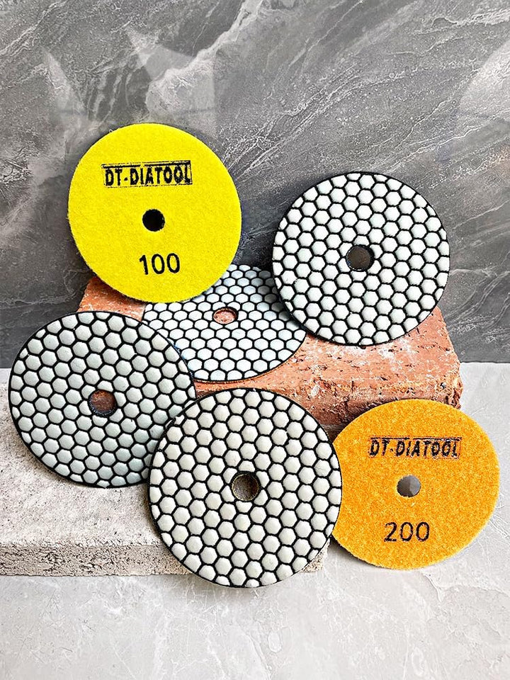DT-DIATOOL Trockene Diamant Schleifpad 100mm 8 Stücke #100 für Granit Marmor Keramik Körnung 100, Kö