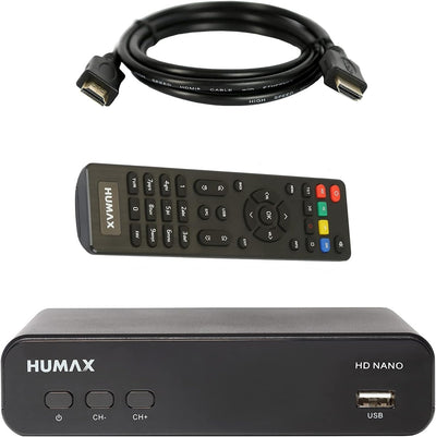 HUMAX HD Nano Digitaler HD Satelliten Receiver mit vorinstallierter Senderliste inkl. HDMI Kabel und