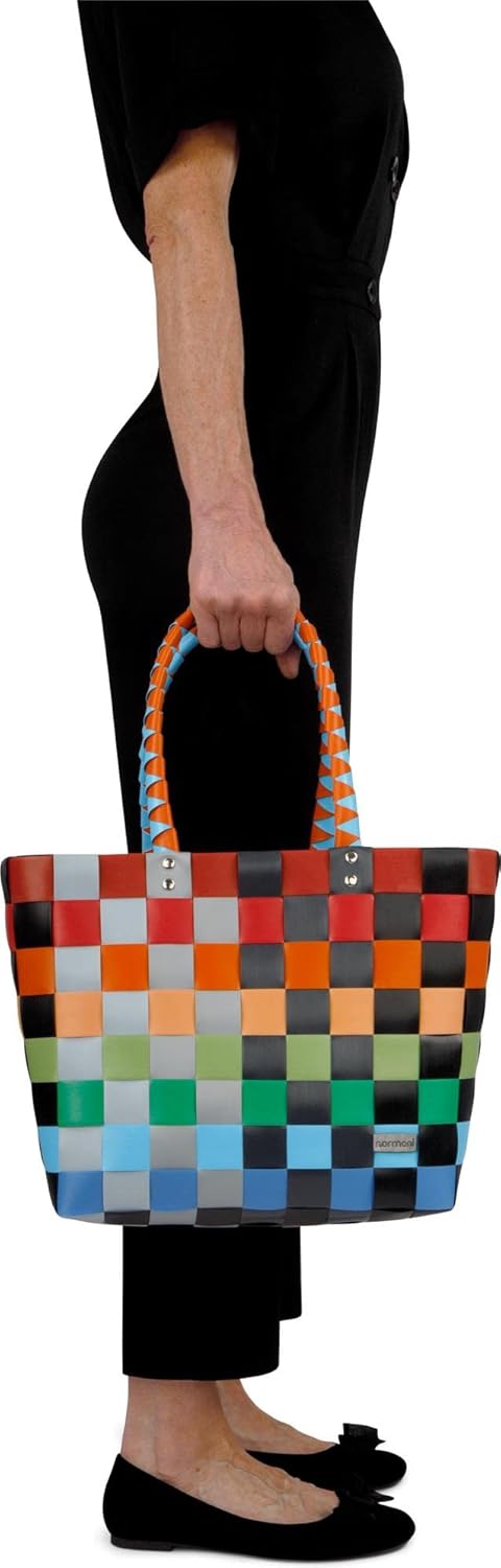normani Einkaufstasche geflochten mit Henkeln - Tragetasche extra robust Farbe Classic/Fruit Classic