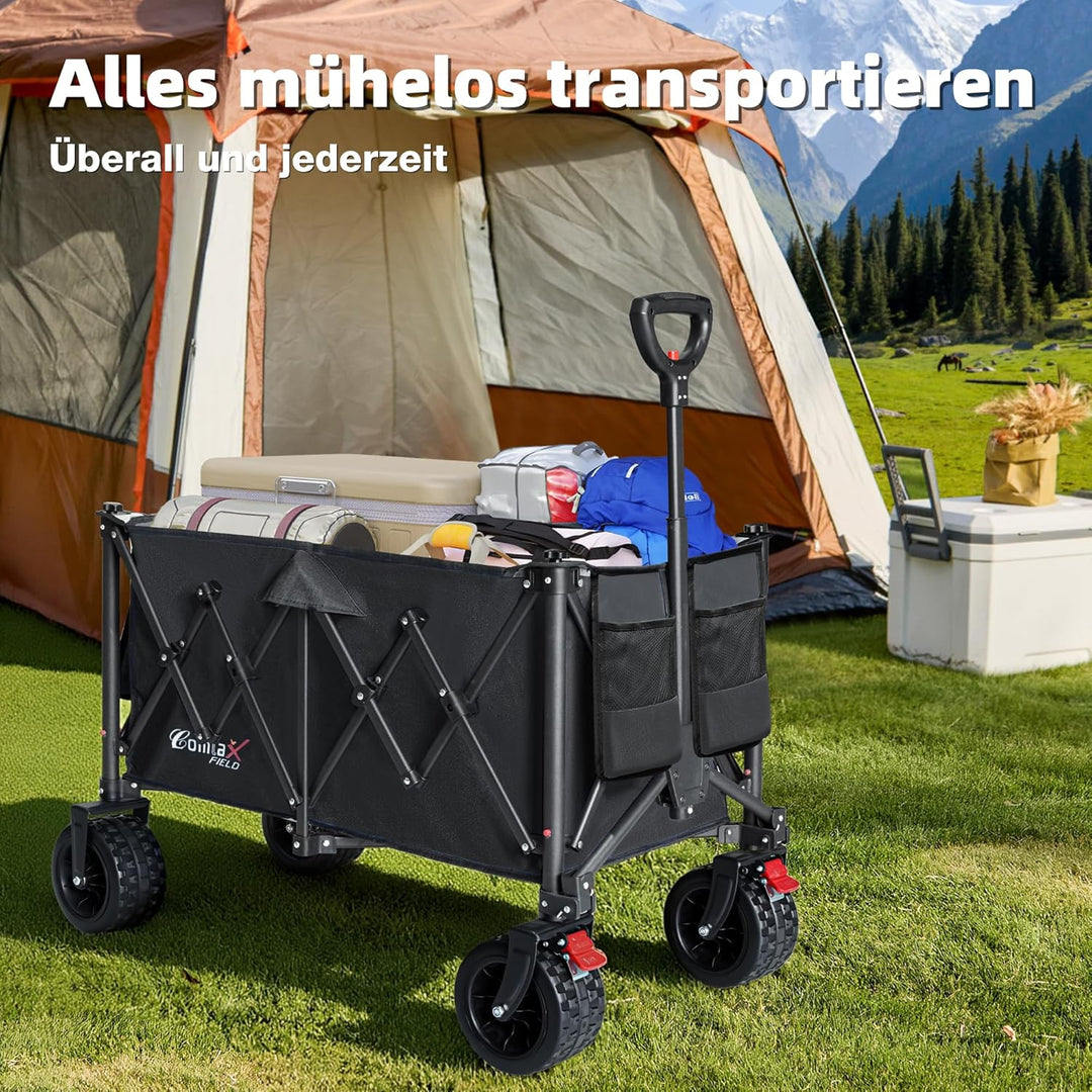 COMLAX FIELD Bollerwagen Faltbar 200L 200KG, Faltbarer Bollerwagen mit Breiten Rädern, Strandwagen K