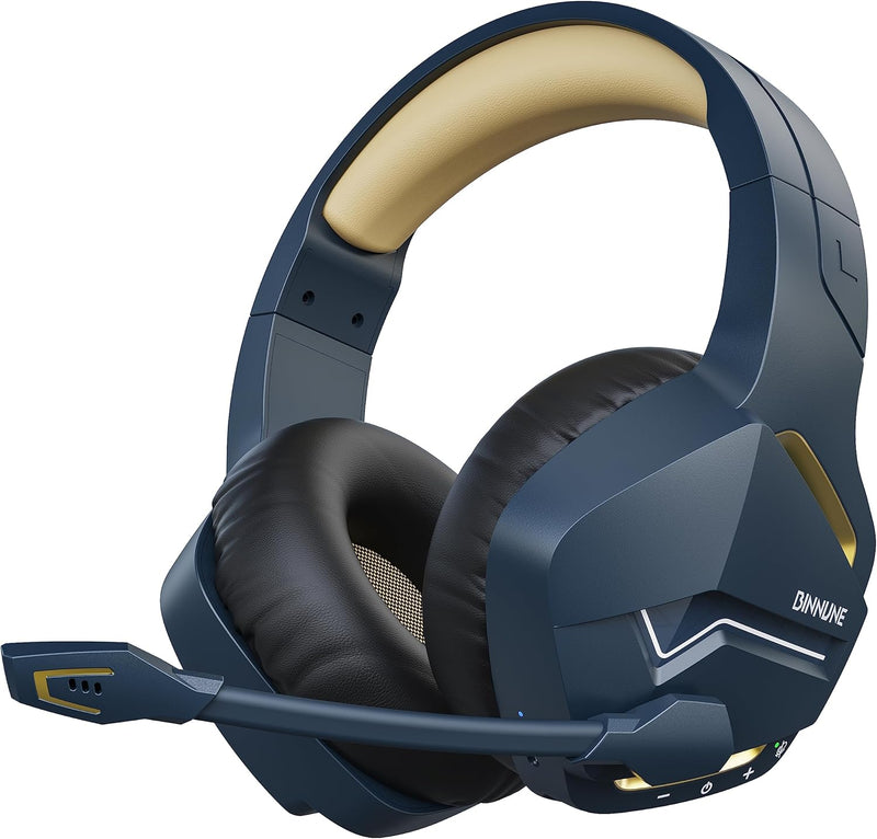 BINNUNE Gaming Headset, Wireless Headset für PS4 PS5 PC Playstation 4 5, Gaming Kopfhörer mit Mikrof