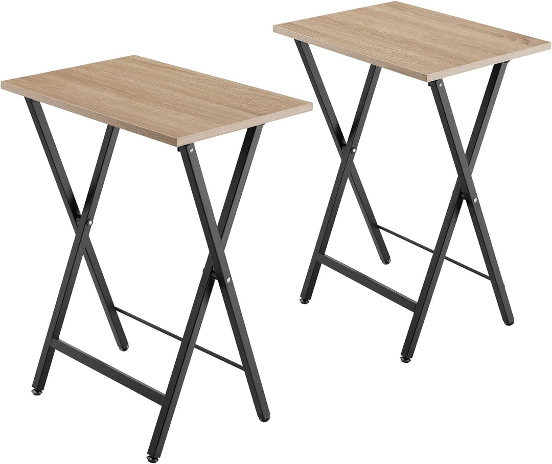 tectake 2er Set Beistelltisch klappbar, Holz Tablett Tisch im Industrie-Design, 48x36x66,5 cm, TV Tr