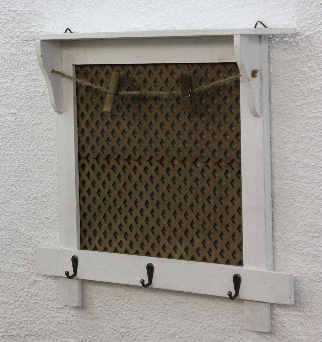 DanDiBo Wandorganizer Vintage Schlüsselbrett Holz mit Ablage Memoboard 12047 Weiss Schlüsselboard Br