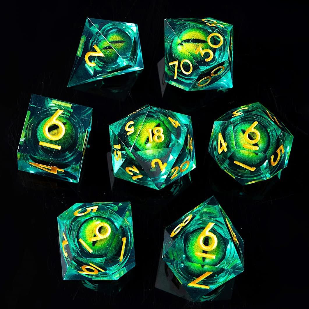 Power Beast Dungeon Würfel Set Rotierendes Drachenauge, 7 Rollenspiel Würfel, Polyedrische Würfel Se