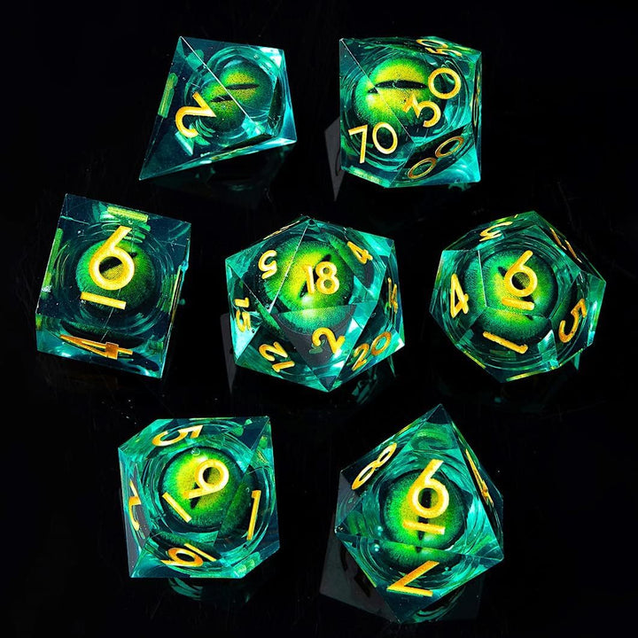 Power Beast Dungeon Würfel Set Rotierendes Drachenauge, 7 Rollenspiel Würfel, Polyedrische Würfel Se