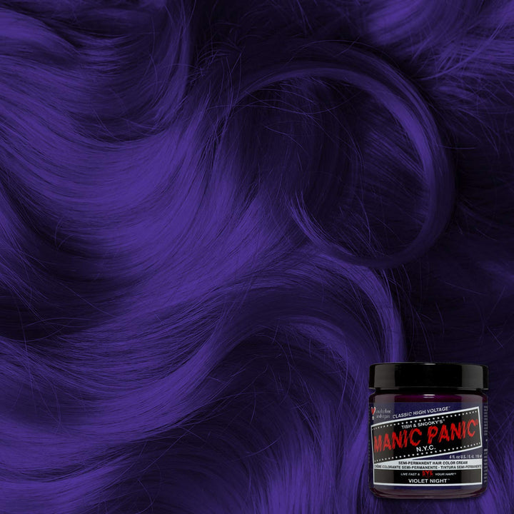 Manic Panic Violet Night Classic Creme, Vegan, Cruelty Free, Purple Semi Permanent Hair Dye 118ml Vi