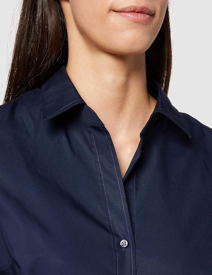 Seidensticker Damen Bluse - City Bluse - Hemdbluse - Slim Fit - Kurzarm - Uni - Stretch 32 Dunkelbla