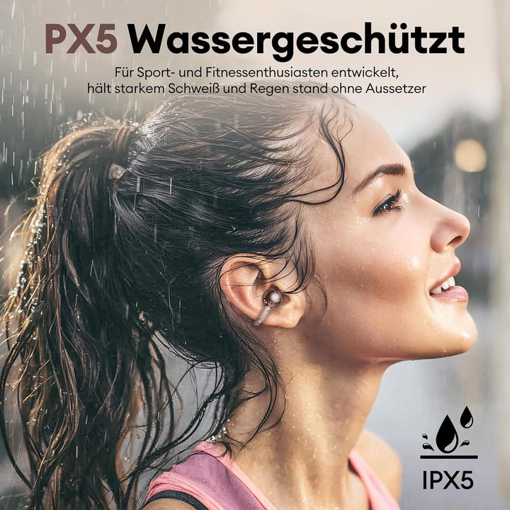 PAXA 2-in-1 Doppel-Set Clip On Kopfhörer Open Ear Kopfhörer Bluetooth 6.0 0ms Verzögerung, 140H Spie