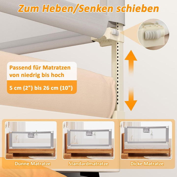 Baby Bettgitter Rausfallschutz, 140cm Rausfallschutz Bett Bettschutzgitter für Kleinkinder Kinderbet