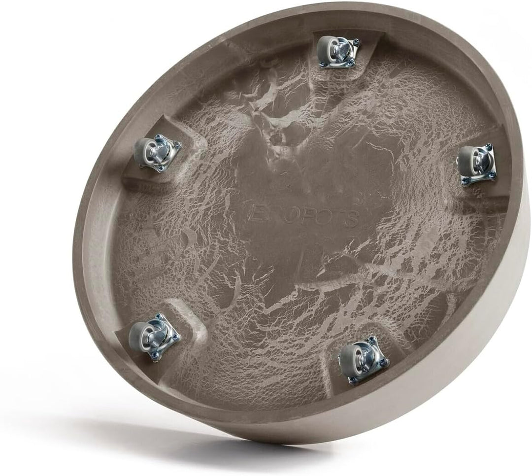 Ecopots Untersetzer rollbar für Blumentopf Oslo 45 braungrau rund - Durchmesser innen 35 cm/aussen 4