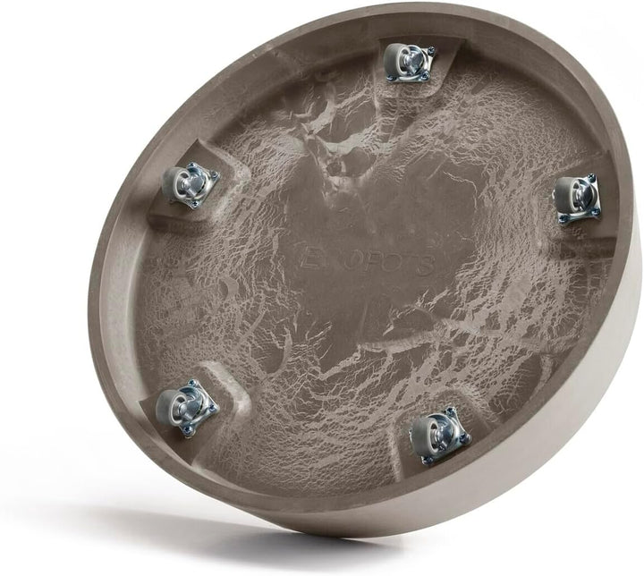 Ecopots Untersetzer rollbar für Blumentopf Oslo 45 braungrau rund - Durchmesser innen 35 cm/aussen 4