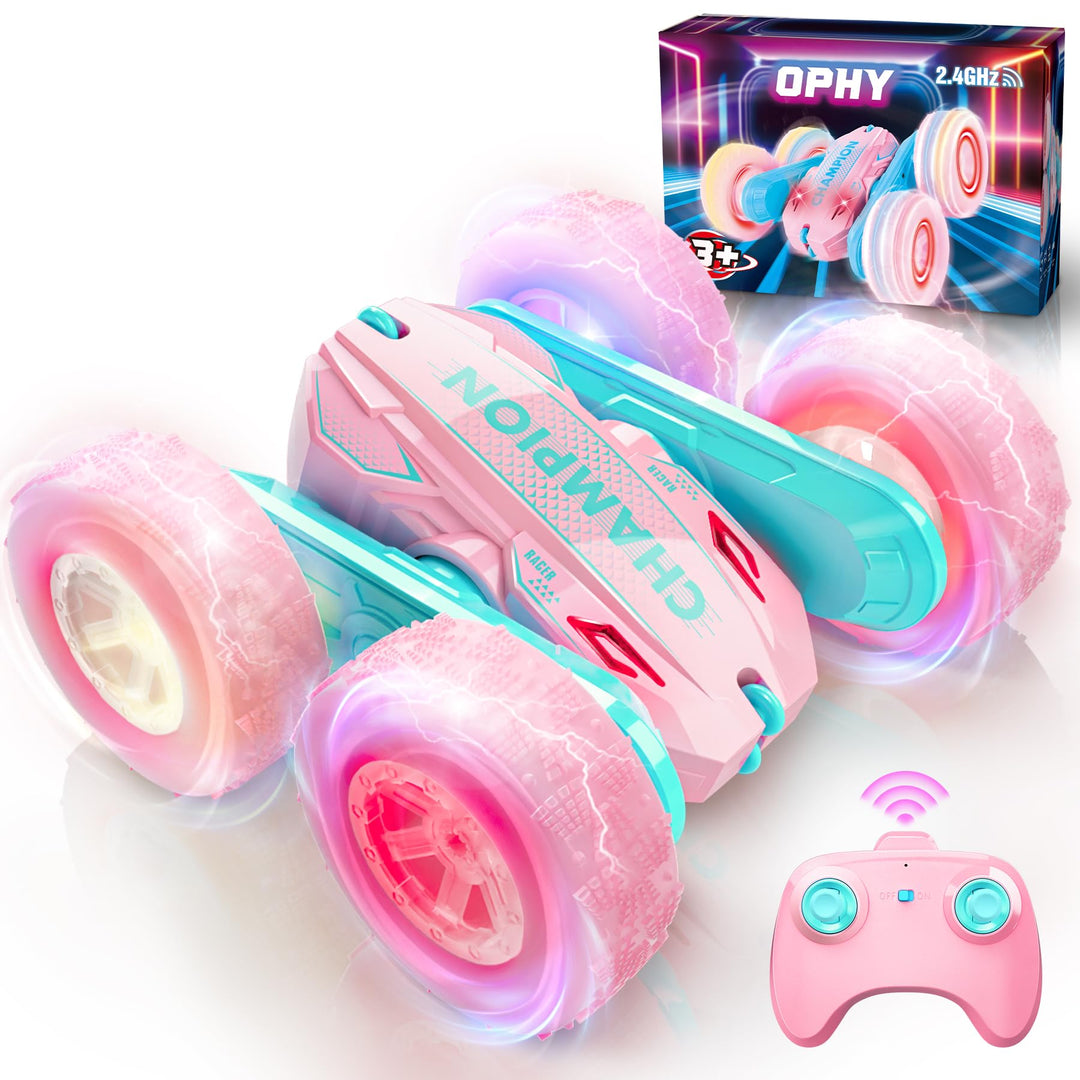 Ophy Ferngesteuertes Auto Mädchen ab 3 4 5 6 7 8 9 Jahre, Spiele LED Blinken RC Auto Spielzeug Kinde