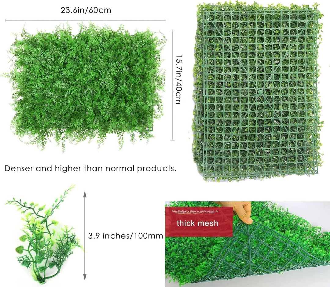 bimiti Künstliche Pflanzenwand 12 Stück Künstliche Hecke Pflanzenwand 60cm x 40cm UV-Geschützt Pflan