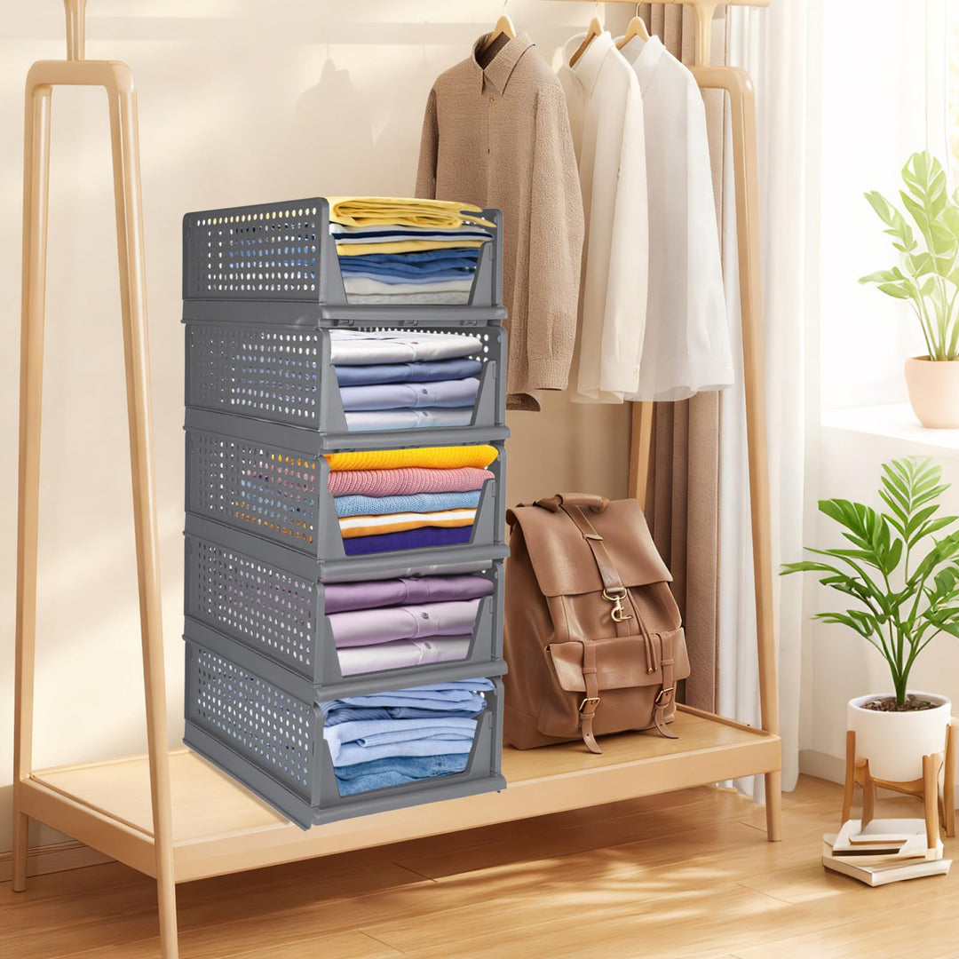 HUOLE 5 Stück Schubladen-Organizer, Kunststoff, Aufbewahrungsbox, für Kleidung, Unterwäsche, Hose, f