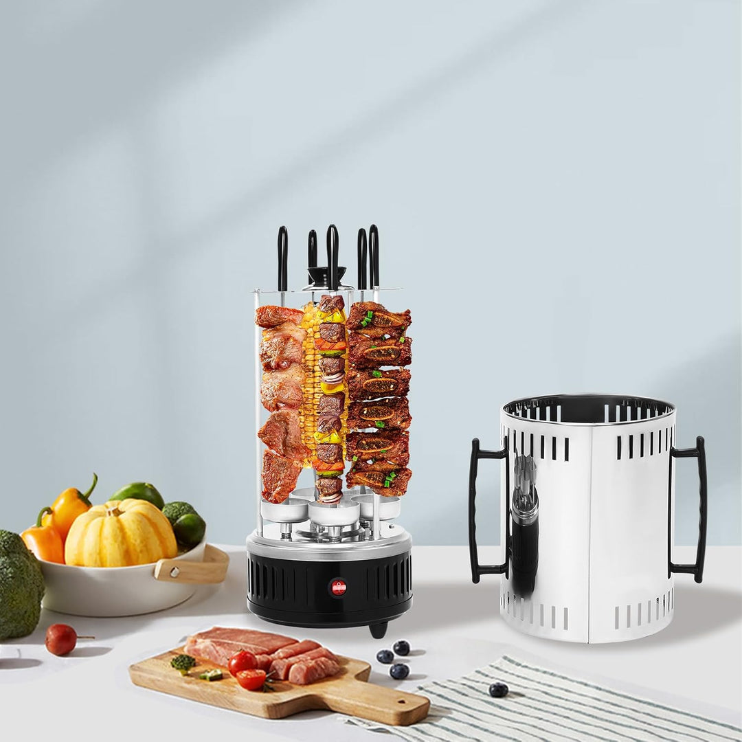 Vertikaler Elektrischer Grill, 1000W Elektrische Vertikaler Rotisserie-Grill Edelstahl Schaschlikgri