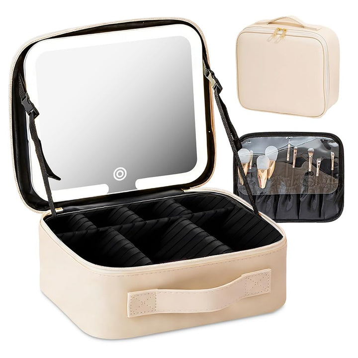 Kosmetiktasche mit LED - Beleuchtung Licht,7 Staufächer Reise-Kosmetikkoffer,3-in-1 Kosmetikkoffer T