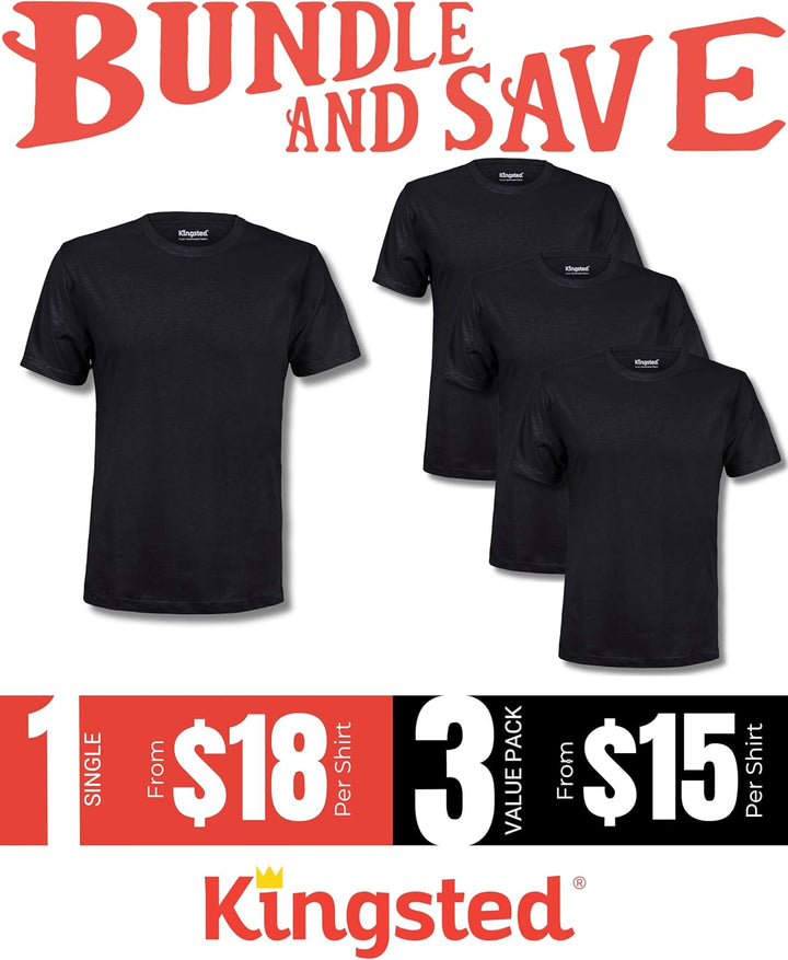 Kingsted Herren Klassische Einfarbige T-Shirt (4er Pack) L Black Pack, L Black Pack